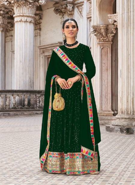 Green Colour Senhora Chammar Vol 41 New Festive Wear Georgette Anarkali Suit Collection 2056 A